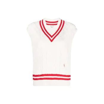 SPORTY & RICH Striped edges Sleeveless Knitted Top