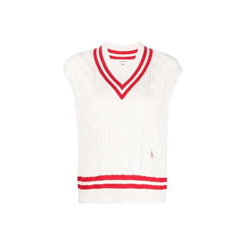 SPORTY & RICH Striped edges Sleeveless Knitted Top-0