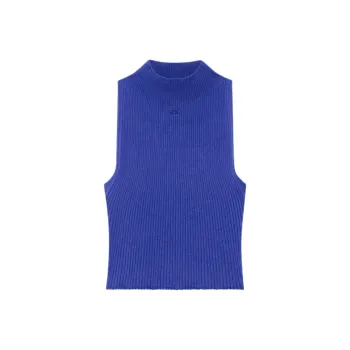 COURREGES Mockneck Light Rib Top 'Sapphire'