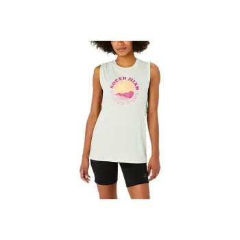 Asics Sun In The Sky Slogan Muscle Tee T-Shirt Women's Light Green
