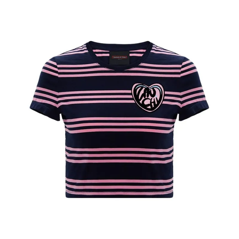Laurence & Chico Crop Tops Women's Black Pink-0