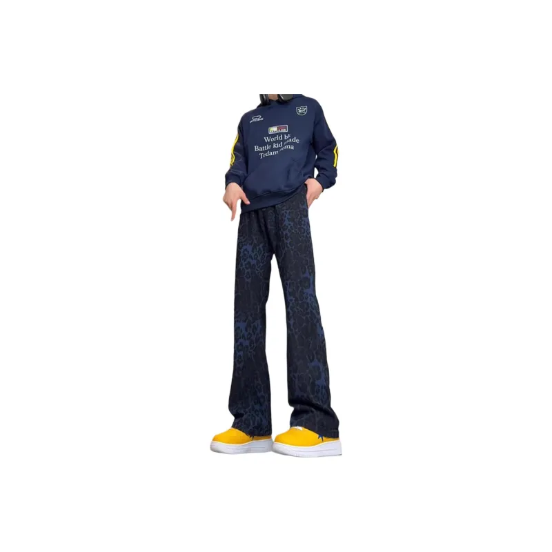 BEAR UNION Jeans Unisex Yellow Leopard Print-6