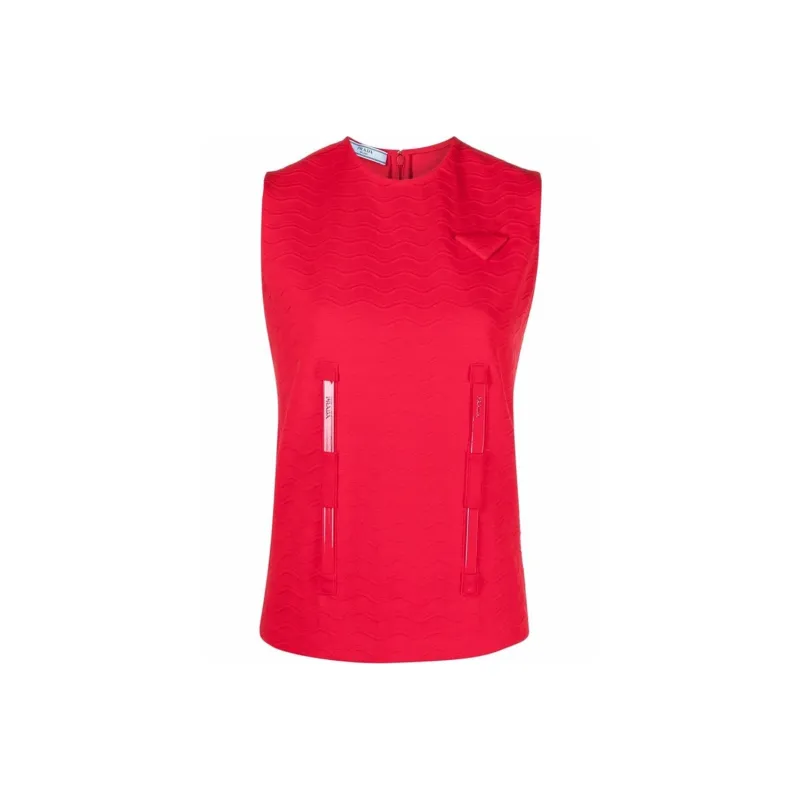 PRADA Logo Embroidered Crewneck Tank Top-0