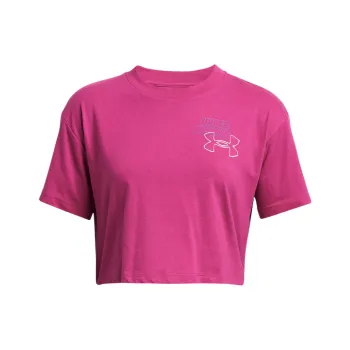 Under Armour Bubble Script Drop Shoulder Sleeve T Shirt Women's Sky Pink