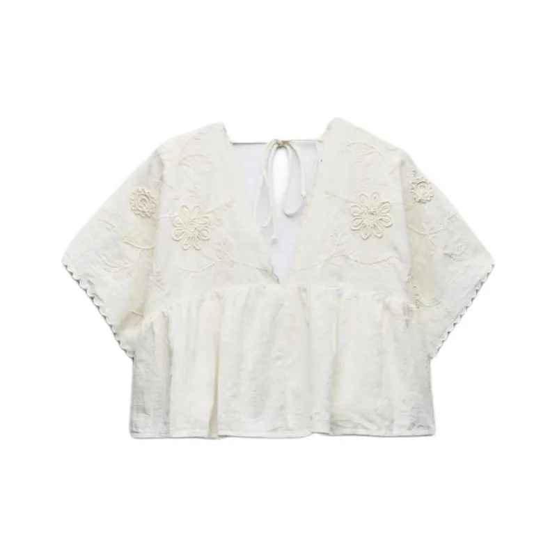 ZARA Crop Tops Women's White-0
