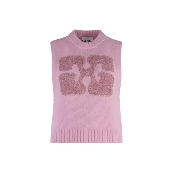 GANNI Logo Embossed Knitted Vest