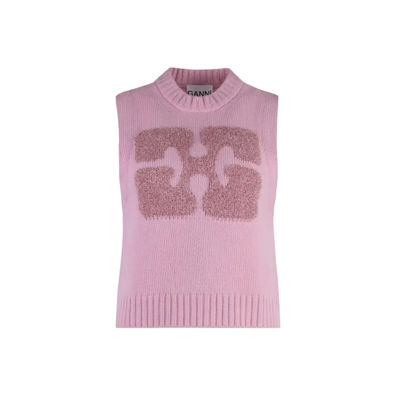 GANNI Logo Embossed Knitted Vest-0