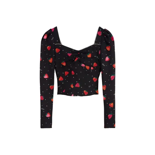 Bebe Crop Tops Women's Floral Black