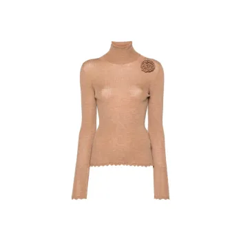 Blumarine Floral brooch Roll neck Jumper
