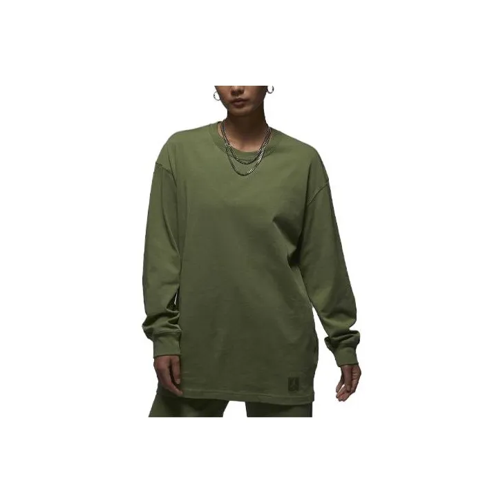 Jordan Essentials Drop Shoulder Sleeve T-Shirt Women's Light Olive-0