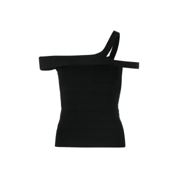 PINKO Off-Shoulder Ribbed Stretch Top