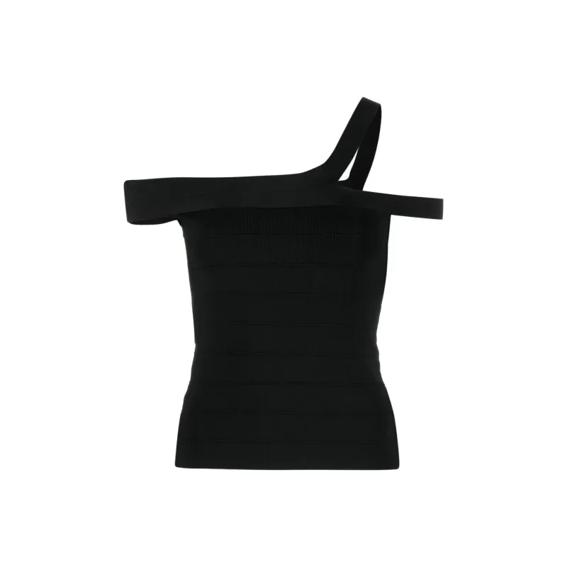 PINKO Off-Shoulder Ribbed Stretch Top-0
