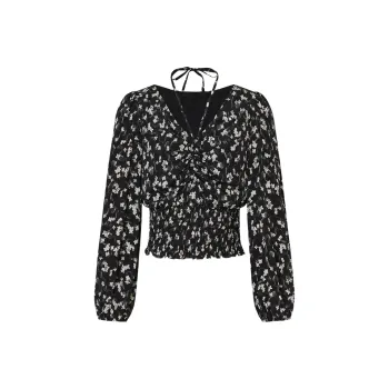 MO&CO Crop Tops Women's Black With Small Floral