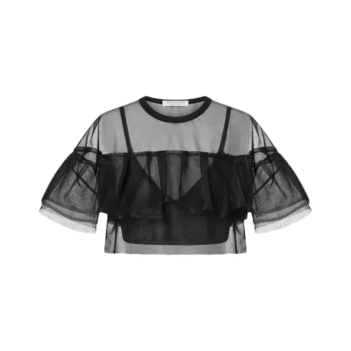 PHILOSOPHY DI LORENZO SERAFINI Semi Sheer Crepe Cropped Top
