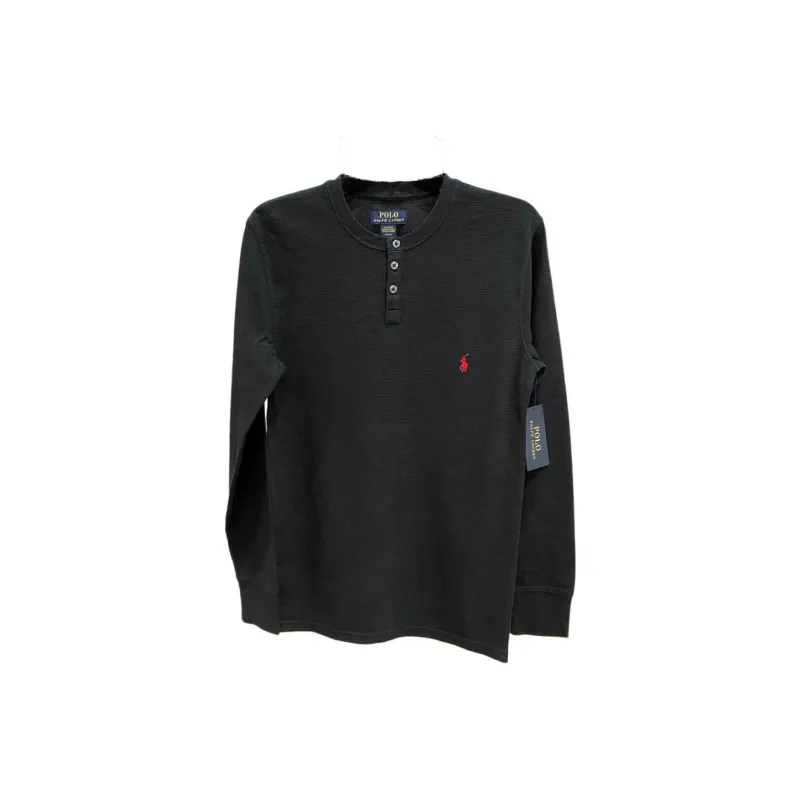 Polo Ralph Lauren Logo Print Button Pullover Long-Sleeved T-Shirt Women's Black-0