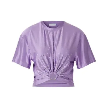 Paco Rabanne Piercing Embellished Cropped T Shirt