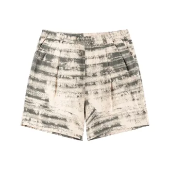 Dime MTL SS24 PLEATED TWILL SHORTS Casual Shorts Unisex Cream Print