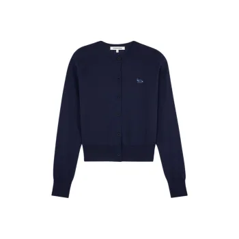 Maison Kitsune Baby Fox Embroidered Knitted Cardigan