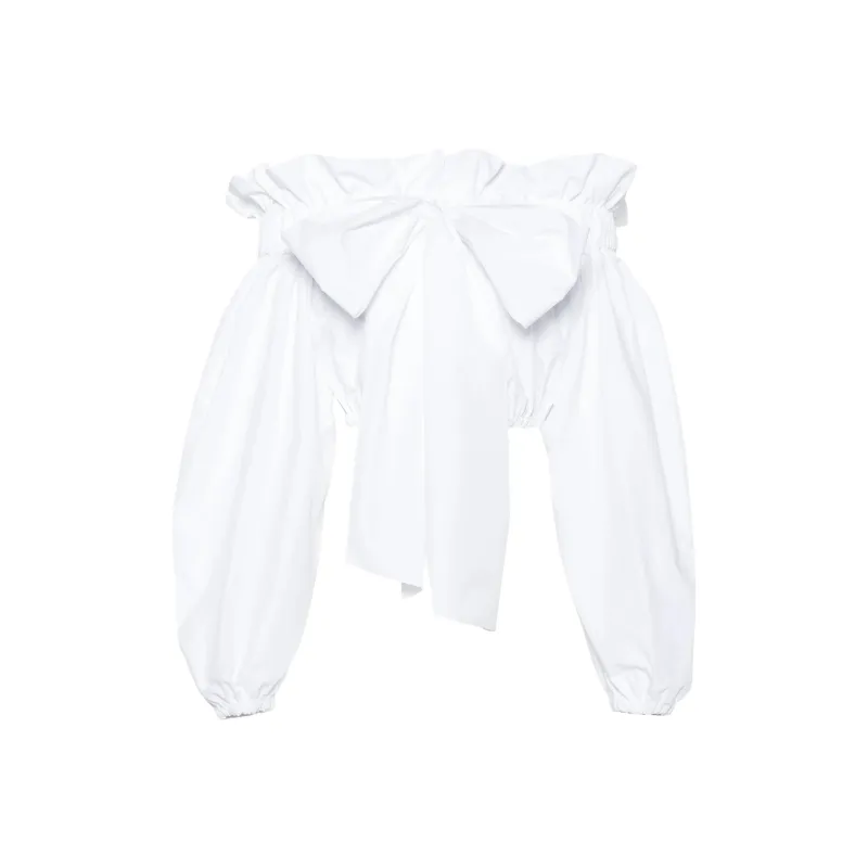 Patou Bow-Detailed Cropped Poplin Top-0