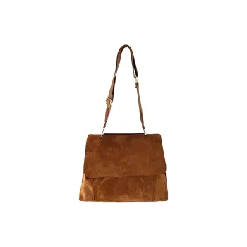 BEMIX PETS PU With Suede Shoulder Bag Women's Caramel Brown