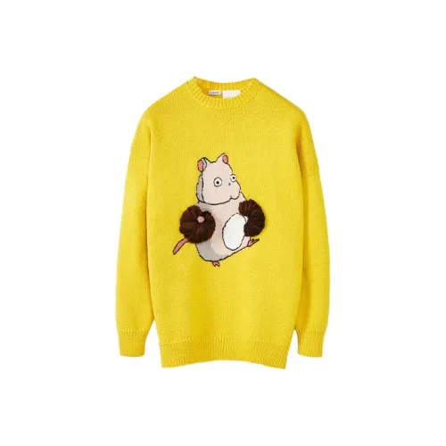 LOEWE QIANYUQIANXUN SS22 Loose Fit Sweater Women's Yellow