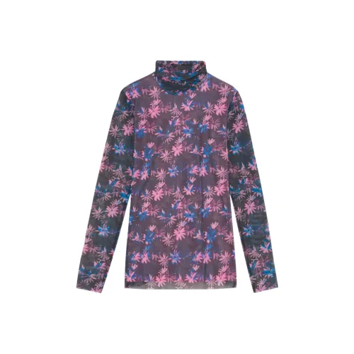 GANNI Sheer Mesh Turtleneck 'Daisy Spray Lilac Sachet'
