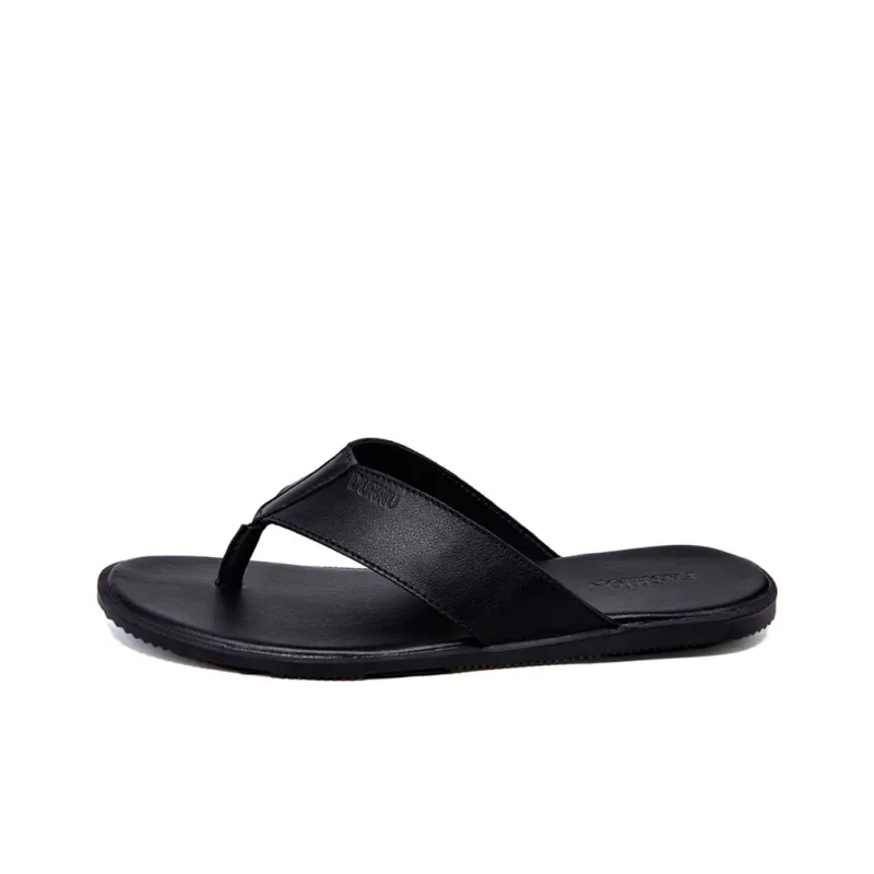 Dunnu Rubber Sole Abrasion Resistant Flip Flops Men's Black-0