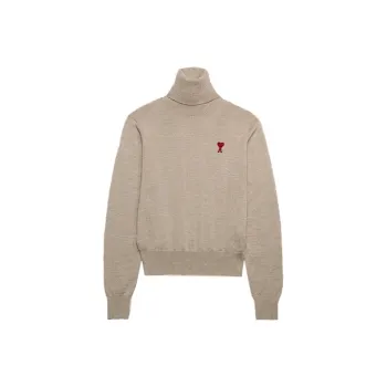 AMIPARIS Ami De Coeur Embroidery Turtleneck Sweater Champagne