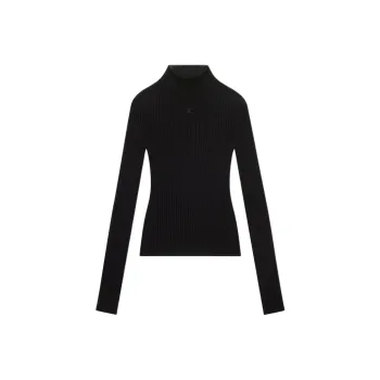 COURREGES Logo Embroidered Long Sleeved Jumper