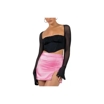 PRINCESS POLLY LAURIE LONG SLEEVE TOP Crop Tops Women's BLACK/Black