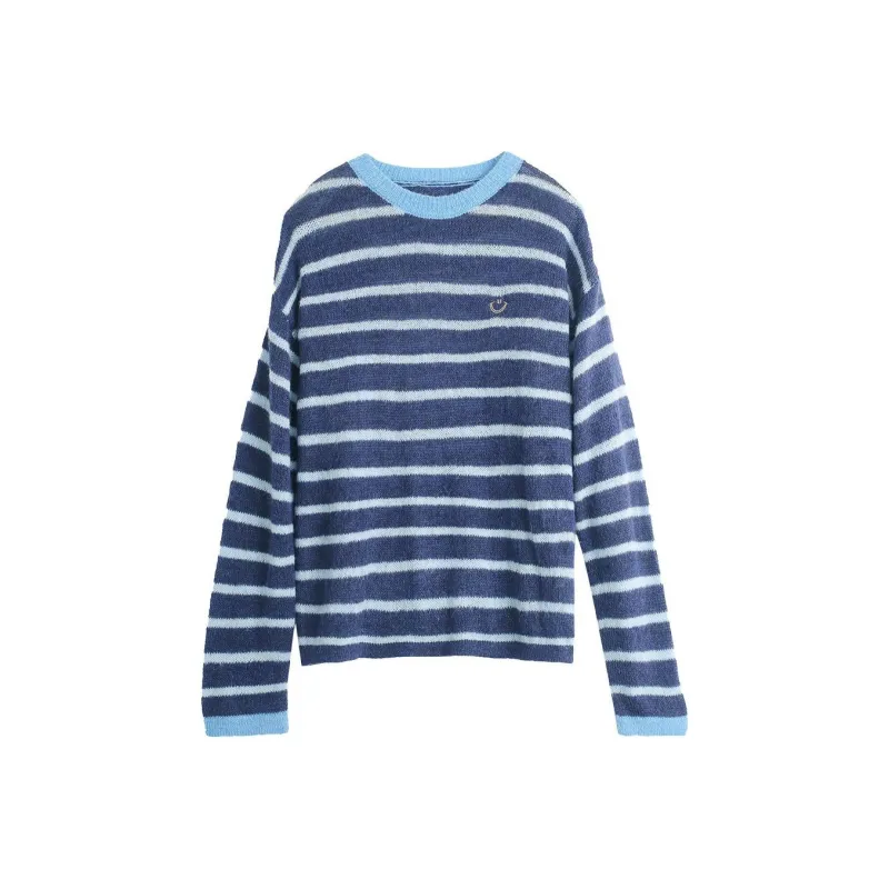 【dme】 Sweater Women's Blue Stripes Pattern Color-0
