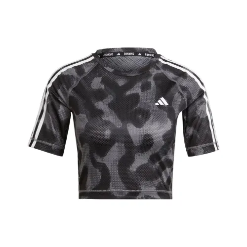 Adidas Own The Run 3-Stripes Allover Print T-Shirt T-Shirt Women's Black