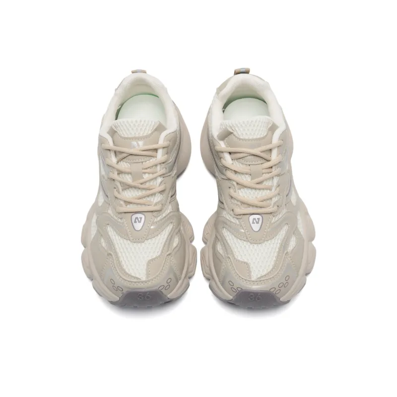 7 SEVFUN Wear resistant And Lightweight Low Top Chunky Sneakers Women's Ecru-3