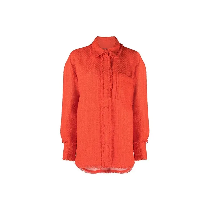 MSGM Fringed Tweed Overshirt-0