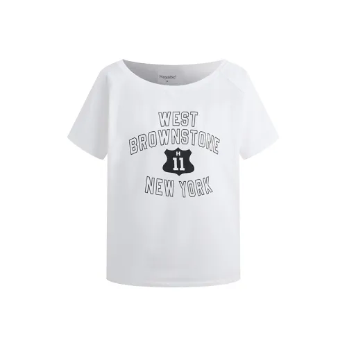 HEYABC T Shirts Women's White Asymmetrical Shoulder