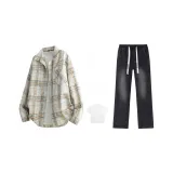 Yellow White Plaid+Black[Comes with White T-Shirt]