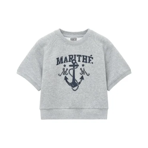 MARITHE FRANCOIS GIRBAUD SS24 Raglan Sleeve T Shirt Women's Light Gray