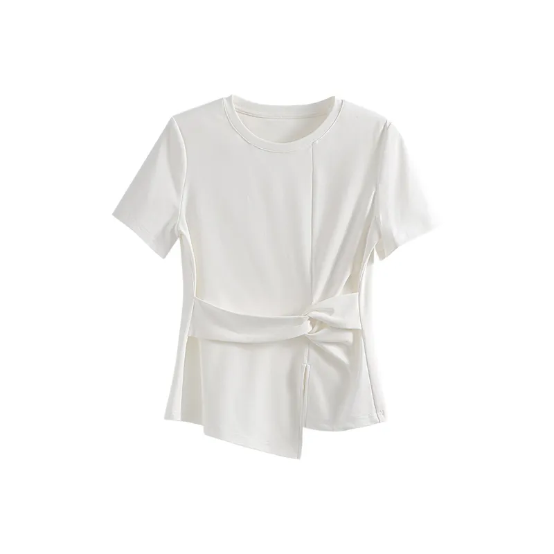 She Enjoys Drop Shoulder Sleeve T Shirt Women's Milk White-0