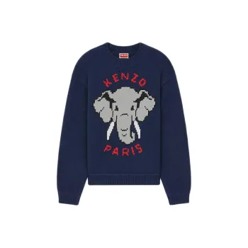KENZO Elephant' Wool Jumper Sweater Women's Blue