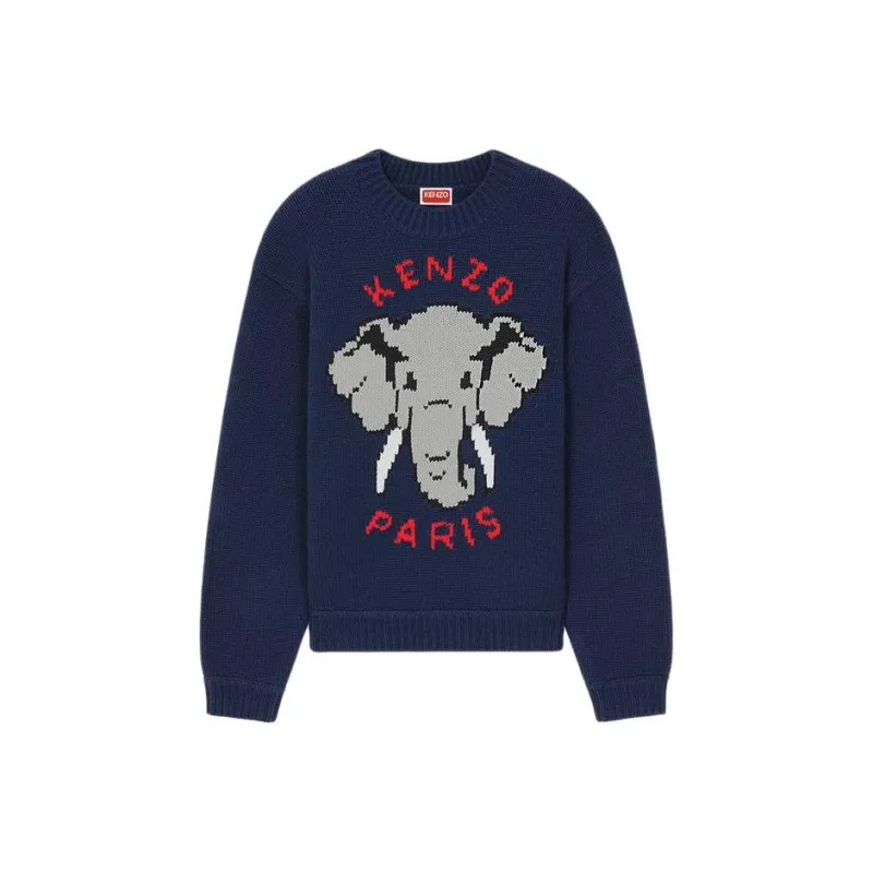 KENZO Elephant' Wool Jumper Sweater Women's Blue-0