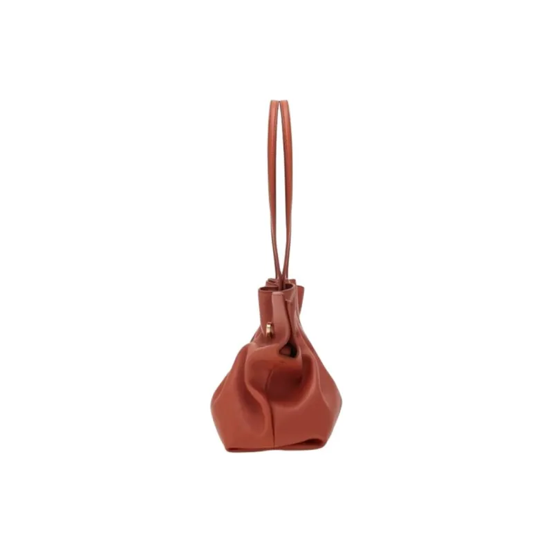 FERRAGAMO Nubuck Shoulder Bag Medium Size Women's Red Brick-3