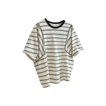 Cypress House T-Shirt Women's Beige Base With Black Stripes