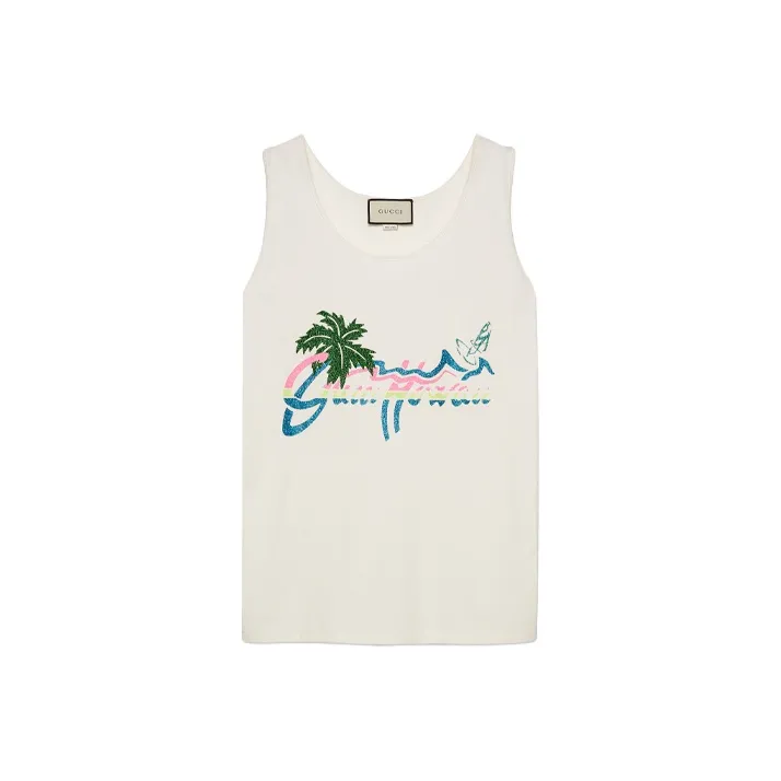 GUCCI Hawaii Printed Tank Top White-0