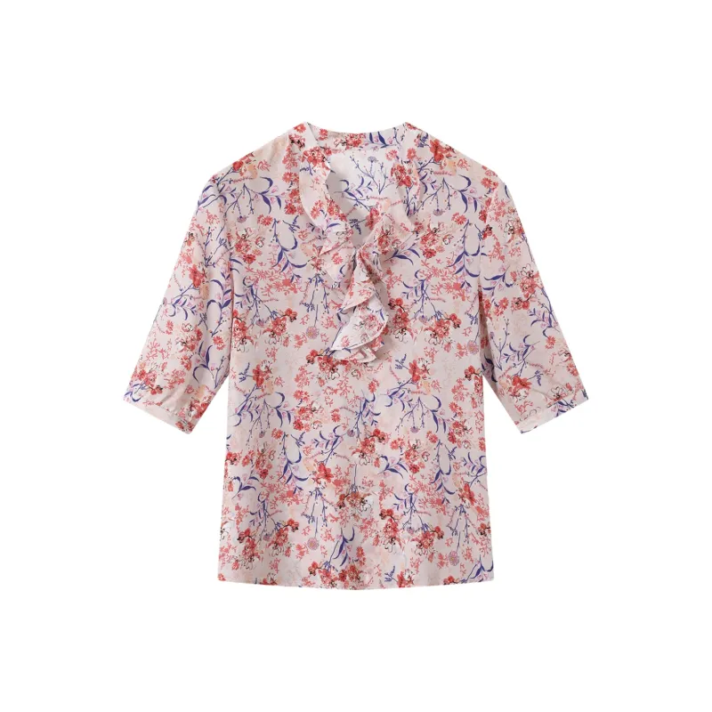 H YXIANG T Shirt Women's Pastoral Small Flower-0