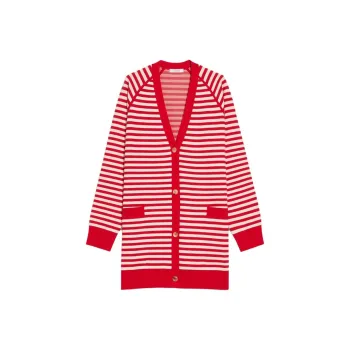 MaxMara Tenore Collection Jacquard Viscose Cardigan Knitwear Women's Red