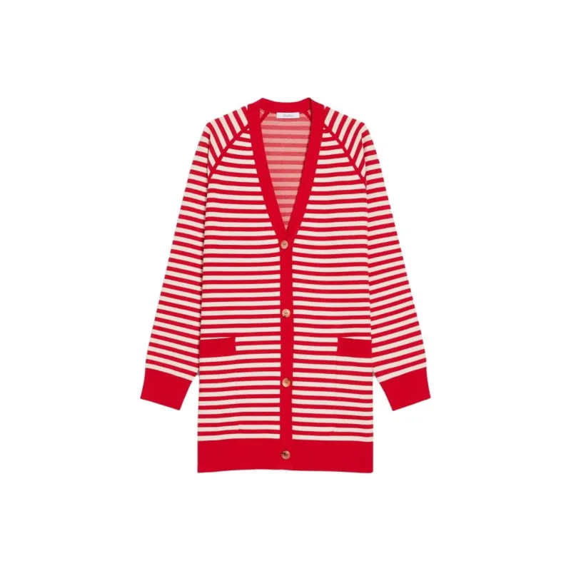 MaxMara Tenore Collection Jacquard Viscose Cardigan Knitwear Women's Red-0