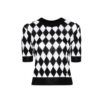 BALMAIN Diamond pattern Knitted T shirt