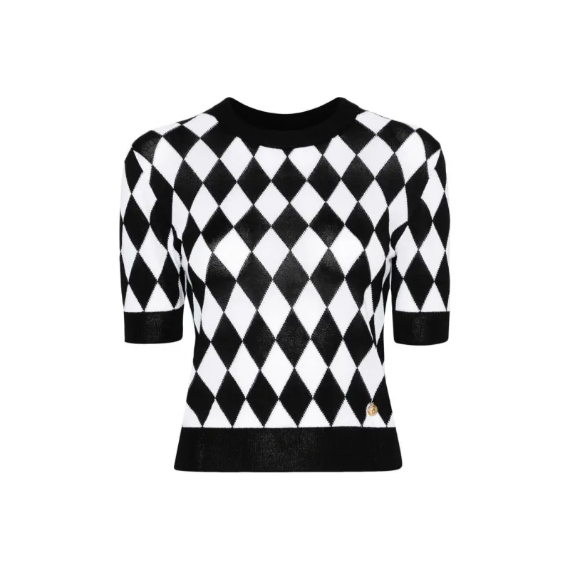 BALMAIN Diamond pattern Knitted T shirt-0