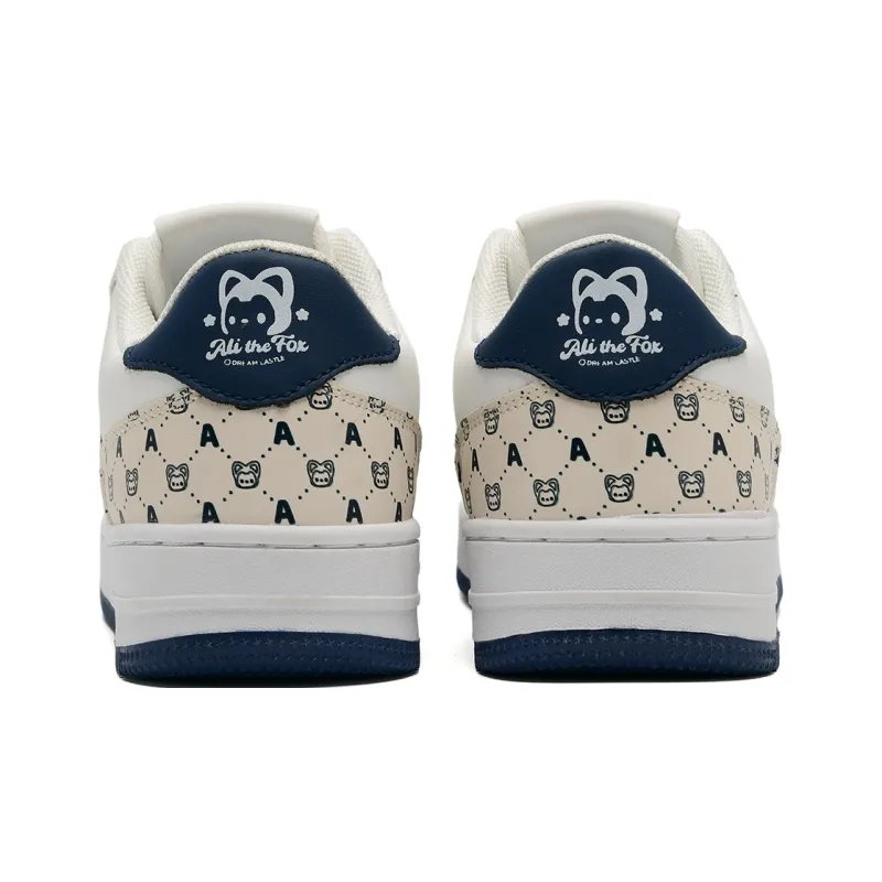 ALI THE FOX Skateboard Shoes Unisex Low Top Milk Tea Powder/Iceberg Blue-54