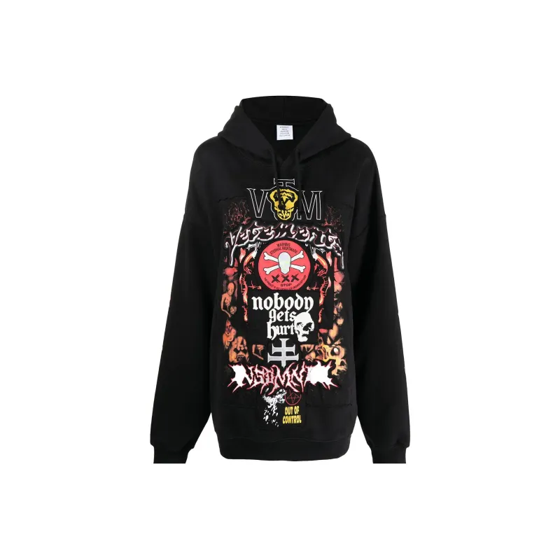 Vetements Metal Patched Logo Hoodie 'Black'-0